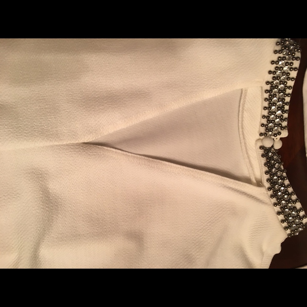 NWT fancy cream and beaded sleeveless top